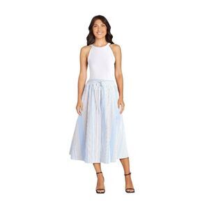 Free Assembly Women's Baby Blue, White & Black Cotton A-Line Drawstring Skirt w
